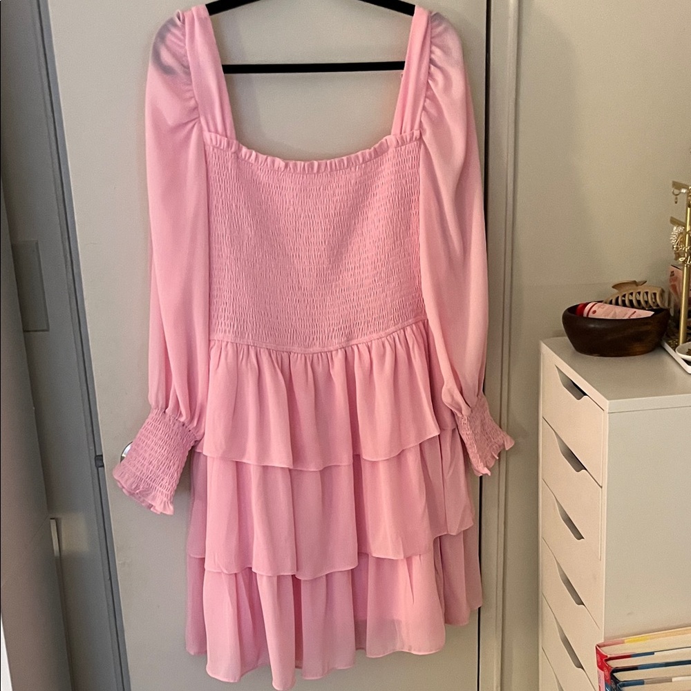 Pink Ruffled Mini Dress